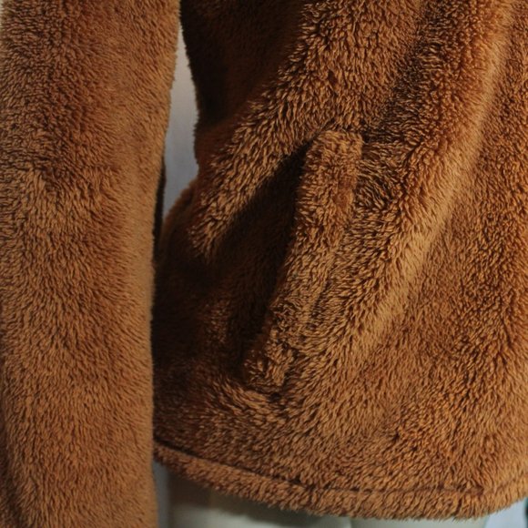J.Crew TeddyBear Brown & Pink Polartec sherpa fleece half-snap pullover Sweater - Picture 3 of 7